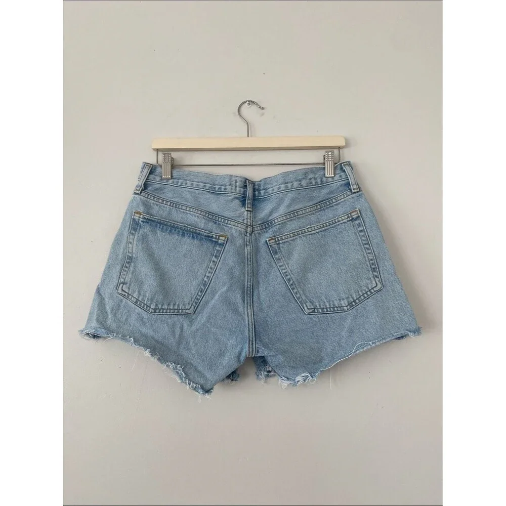 Agolde Light Blue Distressed Denim Cutoff Shorts Sz 29 Coastal Casual Chic